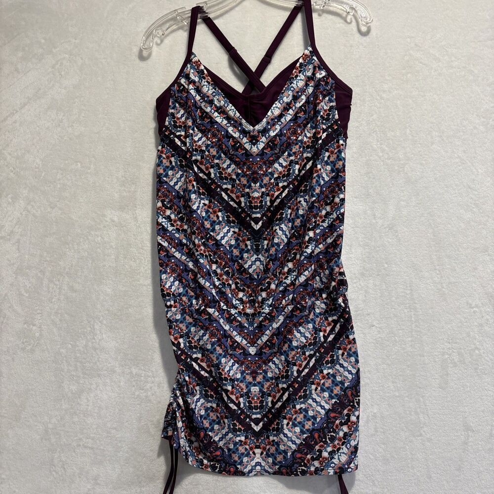Athleta Marrakesh Side Scrunch Convertible Tankini Top Swim Dress Size 36 D/DD